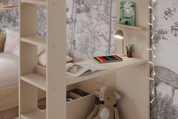 Parisot Etagenbett Oasis in Jackson Eiche und Kaschmir Kinder und Jugendzimmer Hochbett Liegefl�che 2x 90 x 200 cm