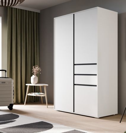 Kleiderschrank Forssa in wei� und grau Dreht�renschrank 100 x 194 cm