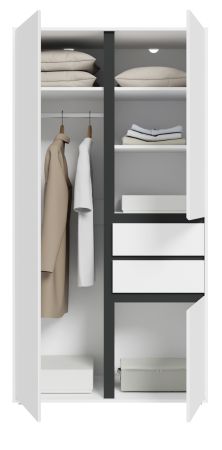 Kleiderschrank Forssa in wei� und grau Dreht�renschrank 100 x 194 cm