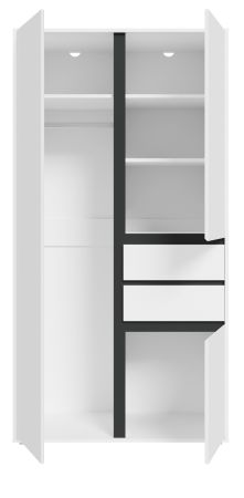 Kleiderschrank Forssa in wei� und grau Dreht�renschrank 100 x 194 cm