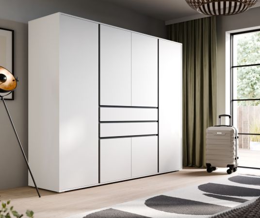 Kleiderschrank Forssa in wei� und grau Dreht�renschrank 197 x 194 cm