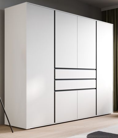 Kleiderschrank Forssa in wei� und grau Dreht�renschrank 197 x 194 cm