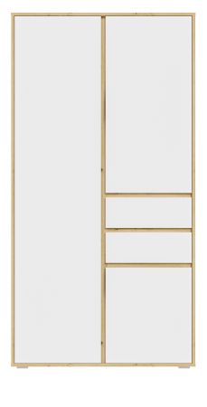 Kleiderschrank Forssa in wei� und Artisan Eiche Dreht�renschrank 100 x 194 cm