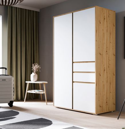 Kleiderschrank Forssa in wei� und Artisan Eiche Dreht�renschrank 100 x 194 cm