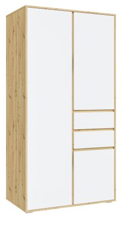 Kleiderschrank Forssa in wei� und Artisan Eiche Dreht�renschrank 100 x 194 cm