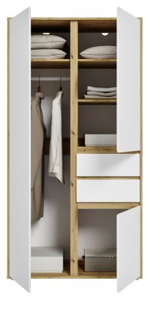 Kleiderschrank Forssa in wei� und Artisan Eiche Dreht�renschrank 100 x 194 cm