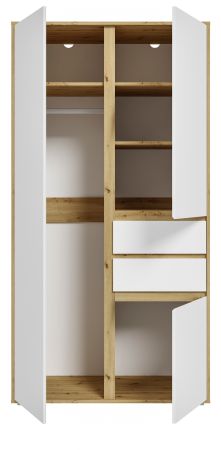 Kleiderschrank Forssa in wei� und Artisan Eiche Dreht�renschrank 100 x 194 cm