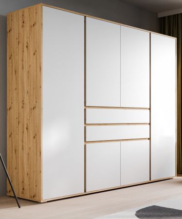 Kleiderschrank Forssa in wei� und Artisan Eiche Dreht�renschrank 197 x 194 cm