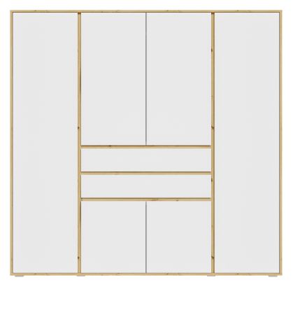 Kleiderschrank Forssa in wei� und Artisan Eiche Dreht�renschrank 197 x 194 cm