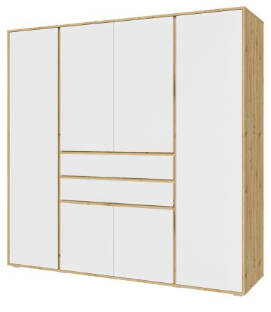 Kleiderschrank Forssa in wei� und Artisan Eiche Dreht�renschrank 197 x 194 cm