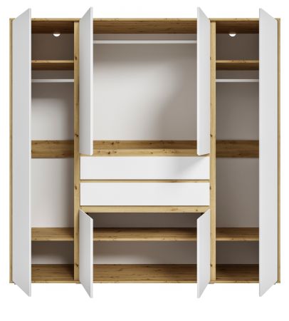 Kleiderschrank Forssa in wei� und Artisan Eiche Dreht�renschrank 197 x 194 cm