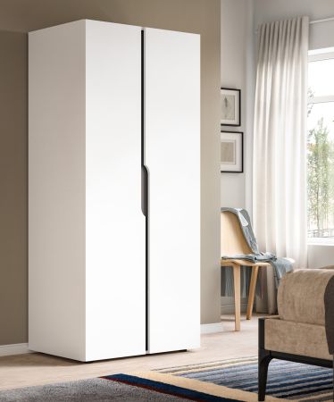Kleiderschrank Orla in wei� und grau Dreht�renschrank 2-t�rig 81 x 176 cm