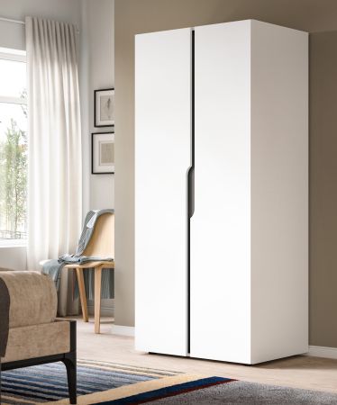 Kleiderschrank Orla in wei� und grau Dreht�renschrank 2-t�rig 81 x 176 cm