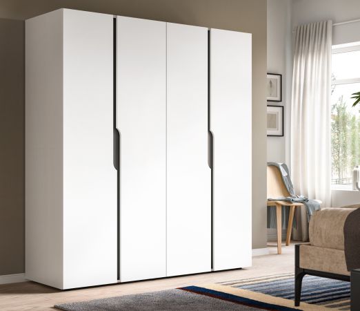 Kleiderschrank Orla in wei� und grau Dreht�renschrank 2-t�rig 81 x 176 cm