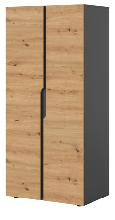 Kleiderschrank Orla in Artisan Eiche und grau Dreht�renschrank 2-t�rig 81 x 176 cm