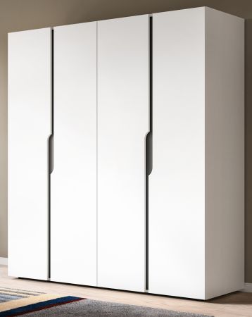 Kleiderschrank Orla in wei� und grau Dreht�renschrank 4-t�rig 162 x 176 cm