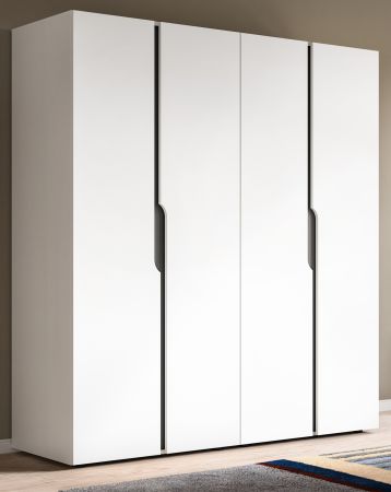 Kleiderschrank Orla in wei� und grau Dreht�renschrank 4-t�rig 162 x 176 cm