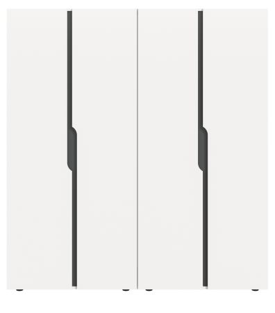 Kleiderschrank Orla in wei� und grau Dreht�renschrank 4-t�rig 162 x 176 cm