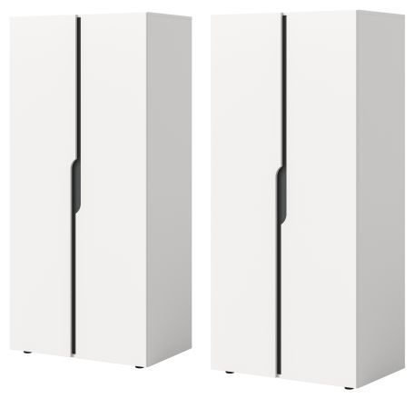 Kleiderschrank Orla in wei� und grau Dreht�renschrank 4-t�rig 162 x 176 cm