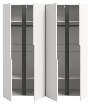 Kleiderschrank Orla in wei� und grau Dreht�renschrank 4-t�rig 162 x 176 cm