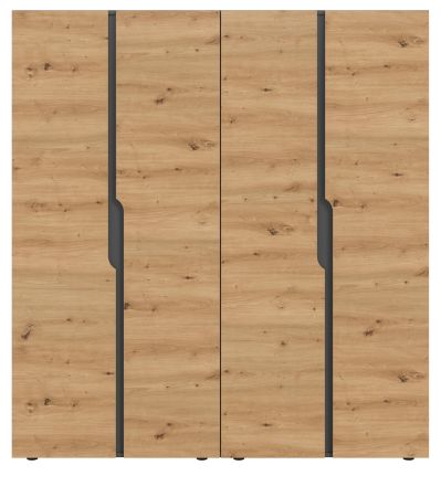 Kleiderschrank Orla in Artisan Eiche und grau Dreht�renschrank 4-t�rig 162 x 176 cm