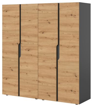 Kleiderschrank Orla in Artisan Eiche und grau Dreht�renschrank 4-t�rig 162 x 176 cm