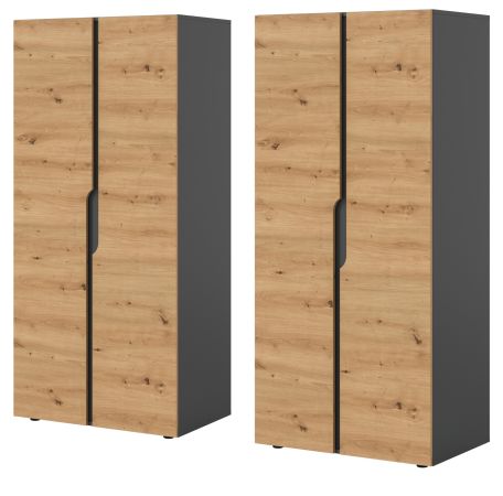 Kleiderschrank Orla in Artisan Eiche und grau Dreht�renschrank 4-t�rig 162 x 176 cm