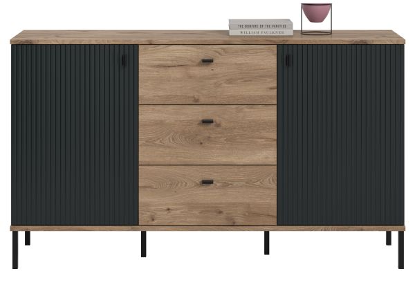 Sideboard Graz in schwarz und Nox Eiche Kommode 154 x 90 cm