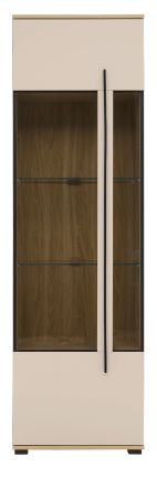 Vitrine Design-D in Kaschmir und Cremona Eiche Vitrinenschrank 60 x 200 cm