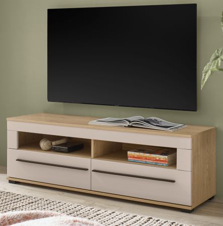TV-Lowboard Design-D in Kaschmir und Cremona Eiche TV Unterteil 140 cm, mit Soft-Close