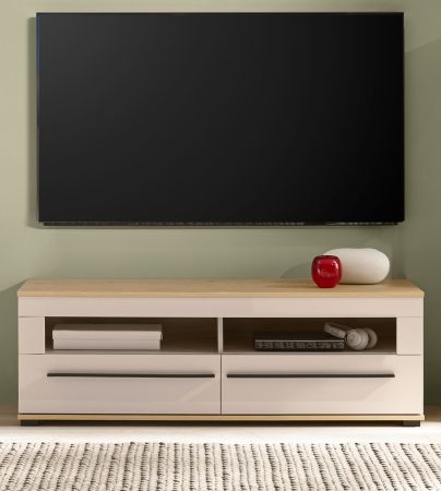 TV-Lowboard Design-D in Kaschmir und Cremona Eiche TV Unterteil 140 cm, mit Soft-Close