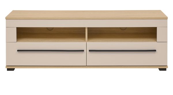 TV-Lowboard Design-D in Kaschmir und Cremona Eiche TV Unterteil 140 cm, mit Soft-Close