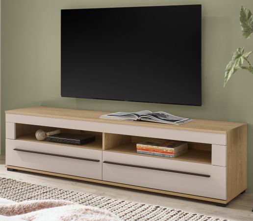 TV-Lowboard Design-D in Kaschmir und Cremona Eiche TV Unterteil 180 cm, mit Soft-Close