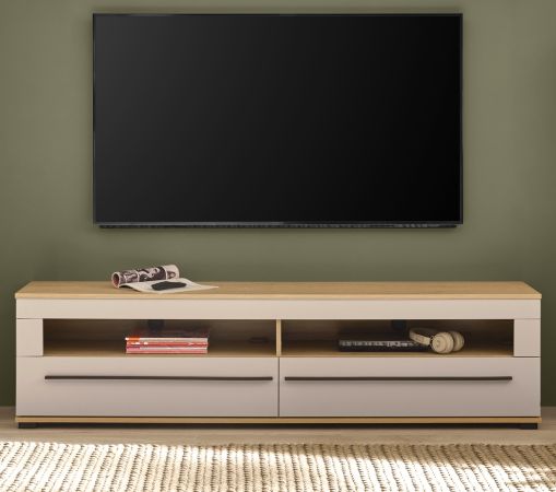 TV-Lowboard Design-D in Kaschmir und Cremona Eiche TV Unterteil 180 cm, mit Soft-Close