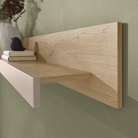 Wandboard Design-D in Kaschmir und Cremona Eiche Wandregal 200 cm