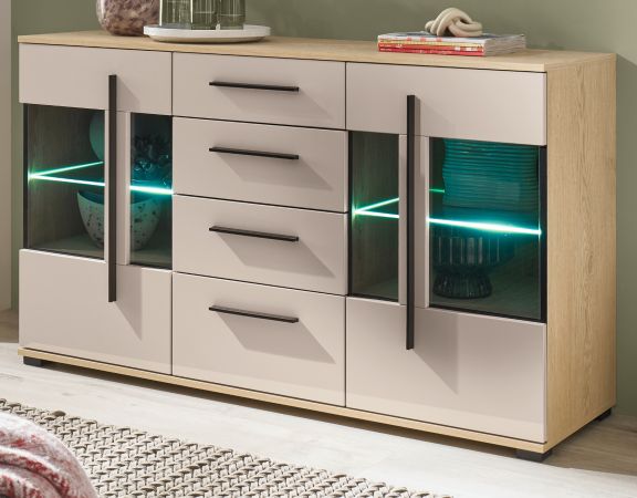 Sideboard Design-D in Kaschmir und Cremona Eiche Kommode 150 cm, mit Soft-Close