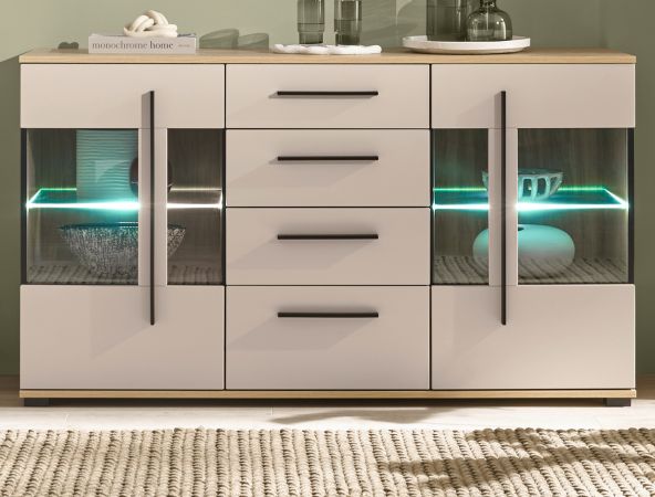 Sideboard Design-D in Kaschmir und Cremona Eiche Kommode 150 cm, mit Soft-Close