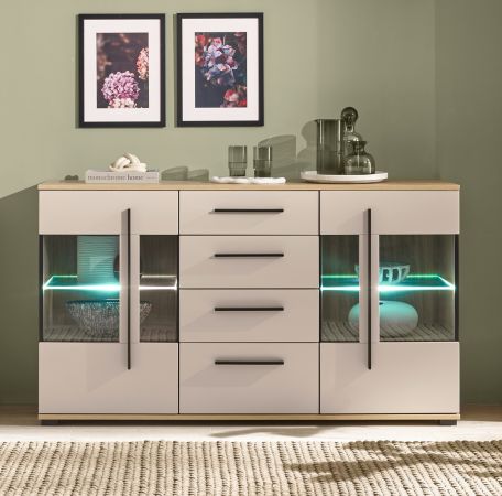 Sideboard Design-D in Kaschmir und Cremona Eiche Kommode 150 cm, mit Soft-Close