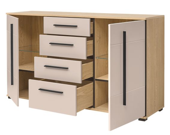 Sideboard Design-D in Kaschmir und Cremona Eiche Kommode 150 cm, mit Soft-Close