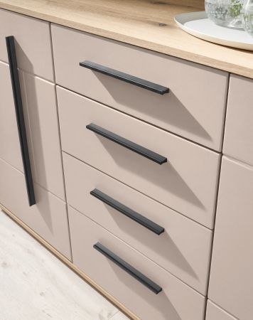 Wohnwand Design-D in Kaschmir und Cremona Eiche Wohnkombination Set 3-teilig 290 cm, mit Soft-Close