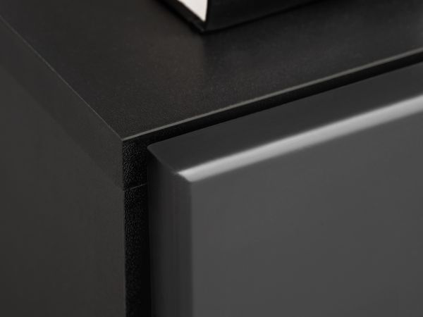 Wohnwand Special in schwarz und perlgau, Schrankwand h�ngend mit Ethanol Kamin und LED, 250 x 170 cm