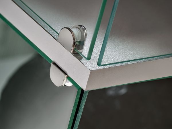 Sideboard Lester-1 in perlgrau und Wellington Eiche Kommode mit LED, Push-to-Open, 120 x 77 cm