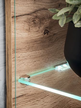 Wohnwand Lester in anthrazit und Wotan Eiche Schrankwand mit LED und Push-to-Open, 240 x 145 cm