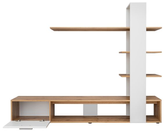 Wohnwand Upgrade in wei� und Wotan Eiche Schrankwand 2-teilig 190 x 152 cm