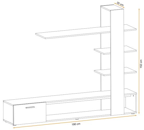 Wohnwand Upgrade in schwarz und Wotan Eiche Schrankwand 2-teilig 190 x 152 cm