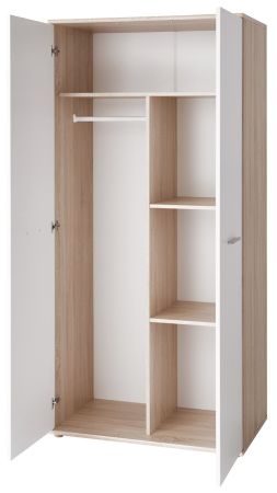 Kleiderschrank Superior in wei� und Sonoma Eiche Kinder-/Jugendzimmer Dreht�renschrank 2-t�rig 90 x 190 cm