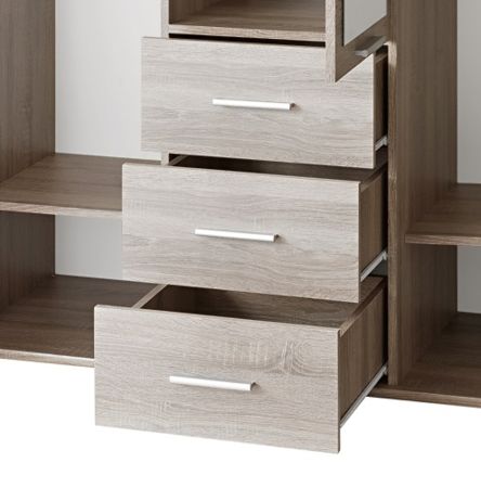 Kleiderschrank Superior in wei� und Sonoma Eiche Kinder-/Jugendzimmer Dreht�renschrank 3-t�rig 135 x 190 cm