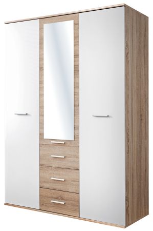 Kleiderschrank Superior in wei� und Sonoma Eiche Kinder-/Jugendzimmer Dreht�renschrank 3-t�rig 135 x 190 cm