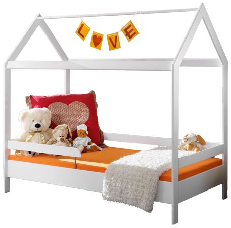 Kinderbett Cave in wei�, Bett aus Kiefernholz mit Rausfallschutz, Liegefl�che 80 x 160 cm