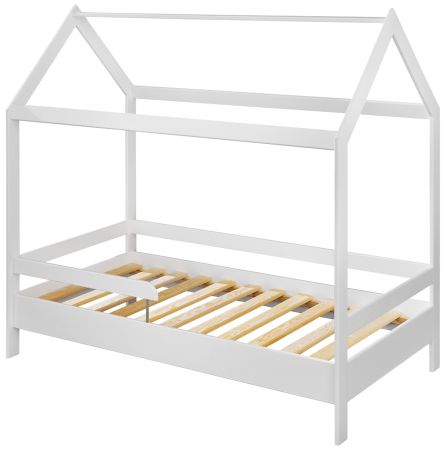 Kinderbett Cave in wei�, Bett aus Kiefernholz mit Rausfallschutz, Liegefl�che 80 x 160 cm